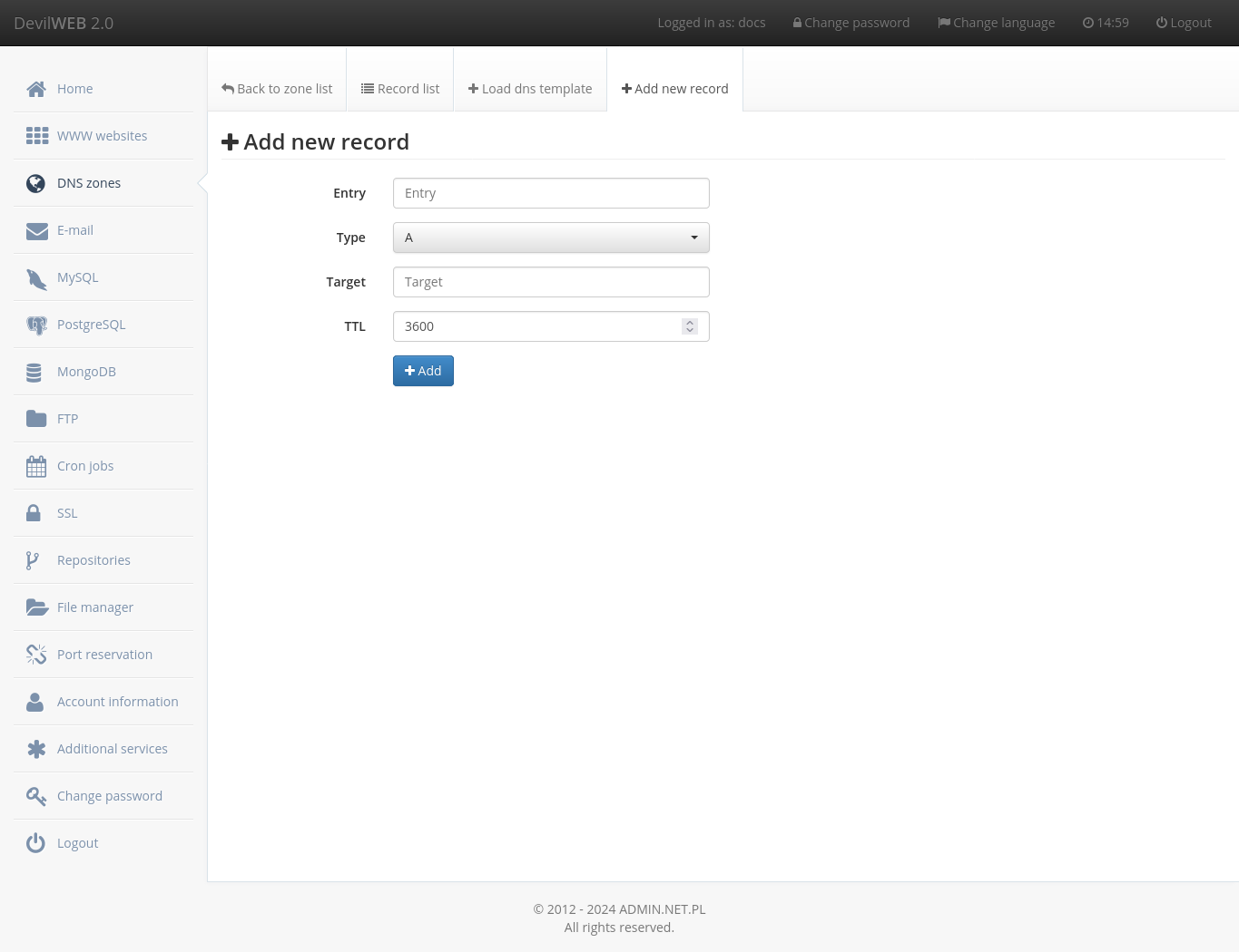 Add new DNS entry