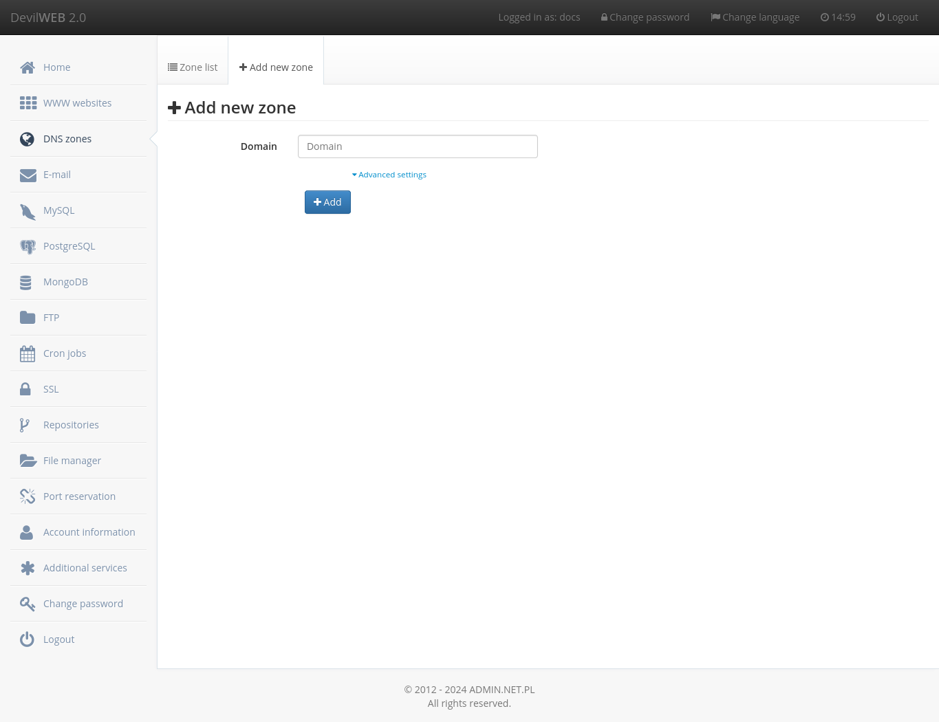 Add DNS Zone