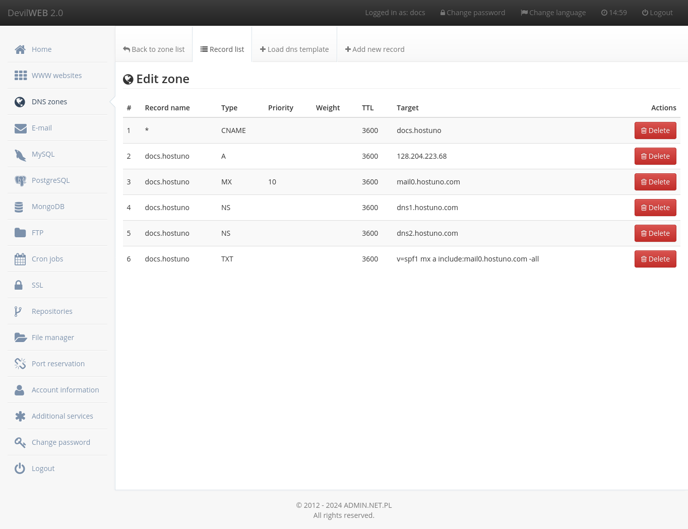 Edit DNS Zone