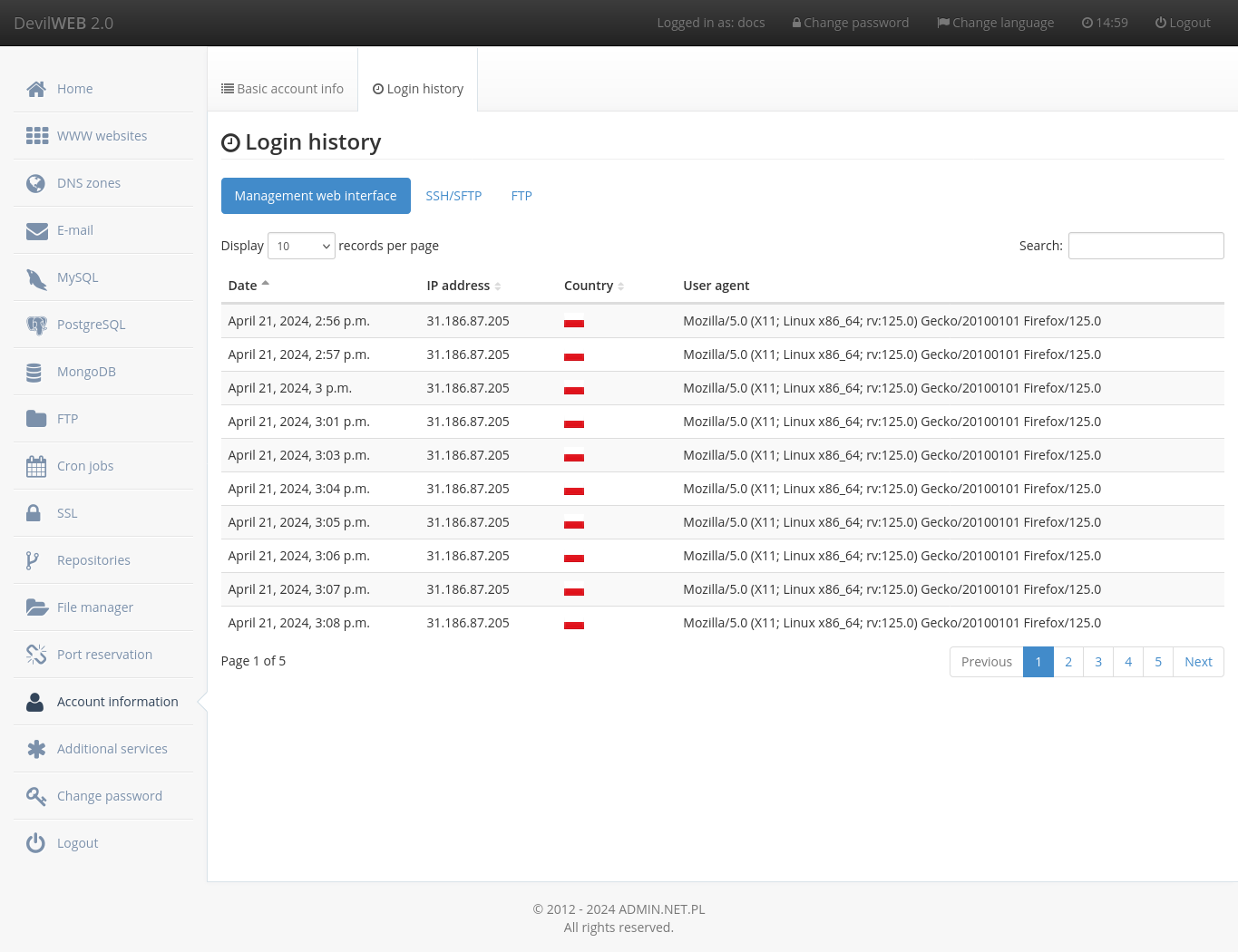 Login history